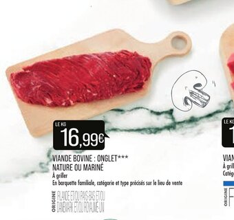 Match Viande Bovine : Onglet *** Nature Ou Mariné offre