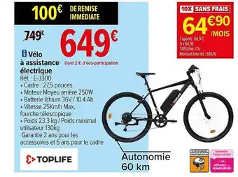 Carrefour Vélo à assistance électrique toplife offre