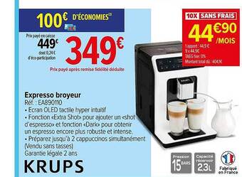 Carrefour Expresso broyeur krups offre