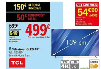 Carrefour Téléviseur qled 4k tcl offre