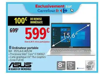Carrefour Ordinateur portable asus offre