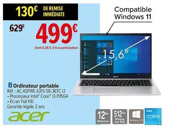 Carrefour Ordinateur portable acer offre