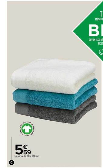 Carrefour La serviette 50 x 100 cm offre