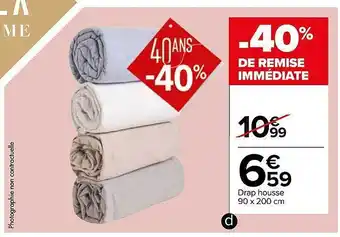 Carrefour Drap housse 90 x 200 cm offre