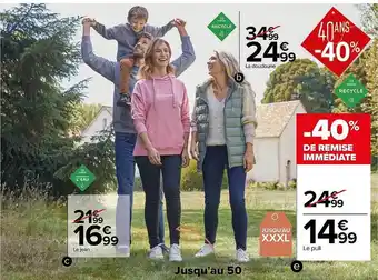 Carrefour La doudoune tex recyclé, le jean tex l'eau offre
