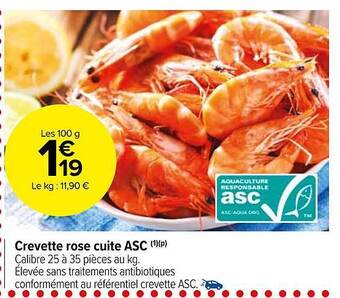 Carrefour Market Crevette rose cuite asc offre