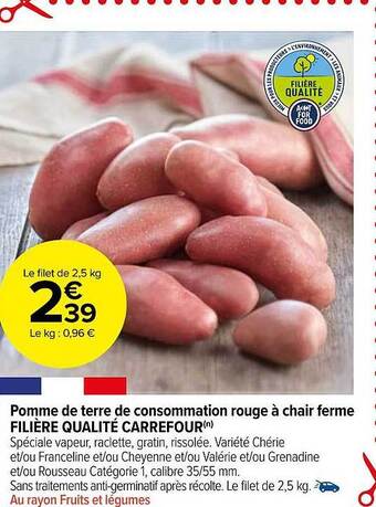 Carrefour Market Pomme de terre de consommation rouge à chair ferme filière qualité carrefour offre