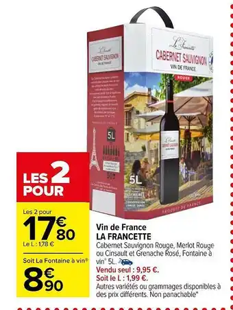 Carrefour Market Vin de france la francette offre