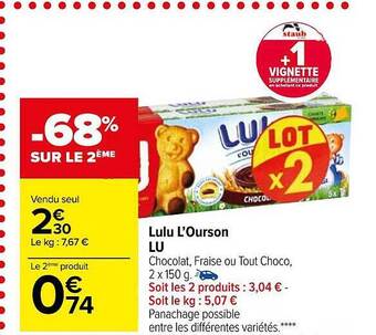 Carrefour Market Lulu l'ourson lu offre