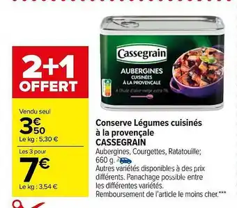 Carrefour Market Conserve légumes cuisinés à la provençale cassegrain offre