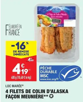 ALDI 4 Filets de Colin D'Alaska Façon Meunière offre