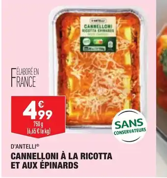 ALDI D'Antelli Canneloni à La Ricotta Et Aux Épinards offre