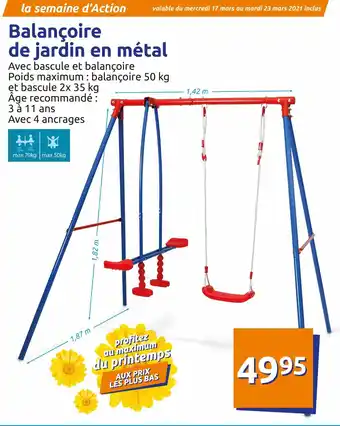 Action Balançoire de jardin en métal offre
