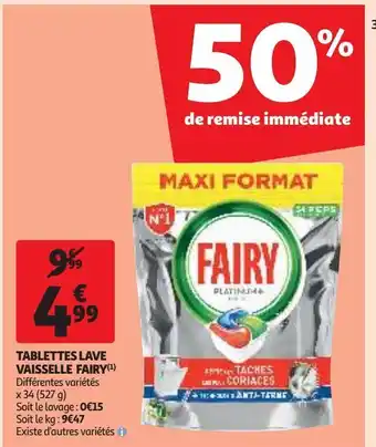 Auchan Supermarché Tablettes lave vaisselle fairy offre
