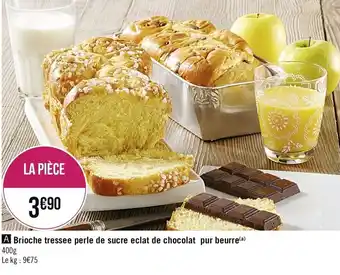 Casino Supermarchés Brioche tressee perle de sucre eclat de chocolat pur beurre offre