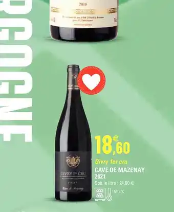 G20 Givry 1er cru cave de mazenay 2021 offre