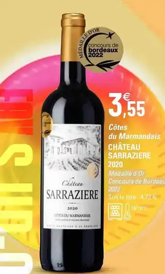 G20 Côtes du marmandais château sarraziere 2020 offre