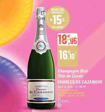 G20 Champagne brut tête de cuvée charles de cazanove offre