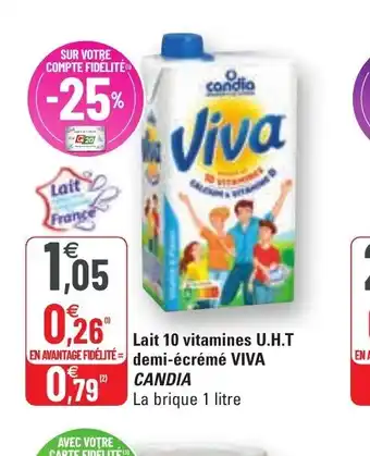 G20 Lait 10 Vitamines U.H.T Demi-écrémé Viva Candia offre