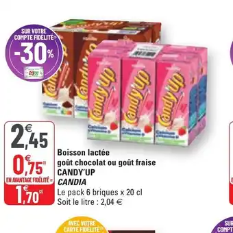 G20 Boisson Lactée Gout Chocolat Ou Gout Fraise Candy Up Candia offre