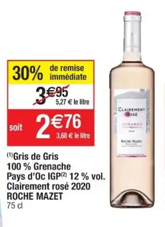 Cora x Carrefour Gris de Gris 100% Grenache Pays d'Oc IGP offre