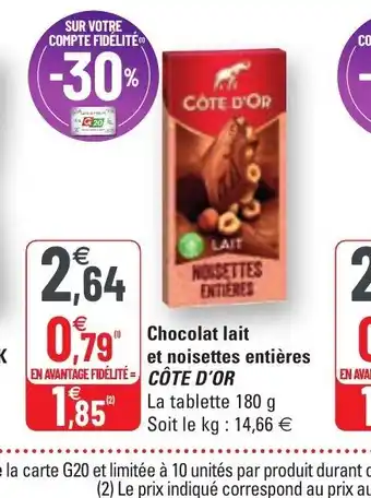 Chocolat Lait Et Noisettes Entières Côte d'Or