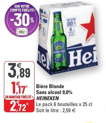 G20 Bière Blonde Sans Alcool 0,0% Heineken offre