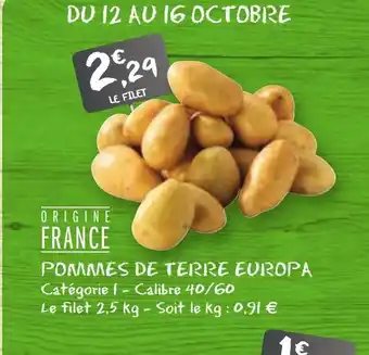 G20 Pommes de Terre Europa offre