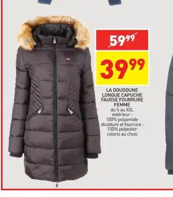 Stokomani La Doudoune Longue Capuche fausse Fourrure Femme offre