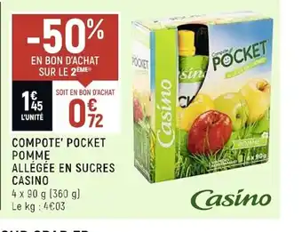 Spar Compote Pocket Pomme Allgéée En Sucres Casino offre