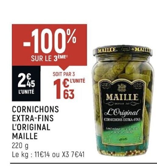 Promo Cornichons ExtraFins l'Original Maille chez Spar