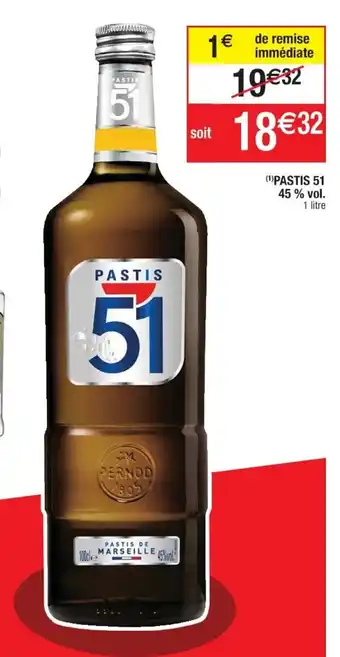 Cora x Carrefour Pastis 51 45% vol. offre