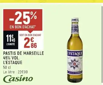 Spar Pastis De Marseille 45% Vol. L'estaque offre
