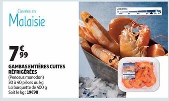 Auchan Supermarché Gambas entières cuites réfrigérées offre