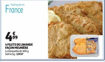 Auchan Supermarché 4 filets de limande façon meunière offre