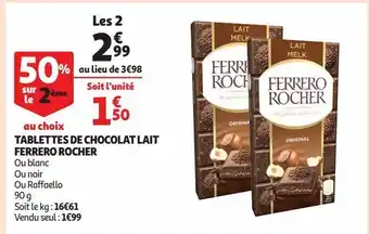 Ablettes de chocolat lait ferrero rocher