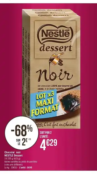 Casino Supermarchés Chocolat noir Nestle Dessert offre