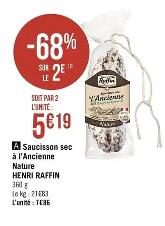 Casino Supermarchés Saucisson sec à l'Ancienne Nature offre