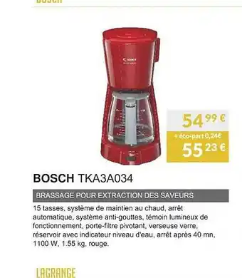 Copra Bosch tka3a034 brassage pour extraction des saveurs offre