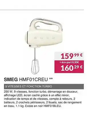 Smeg hmf01creu 9 vitesses et fonction turbo