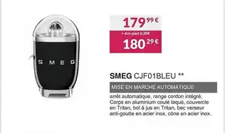 Copra Smeg cjf01bleu mise en marche automatique offre