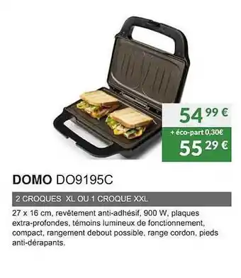 Copra Domo do9195c 2 croques xl ou 1 croque xxl offre