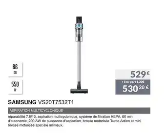 Copra Samsung vs20t7532t1 aspiration multicyclonique offre