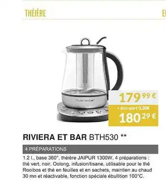 Copra Théière riviera et bar bth530 offre