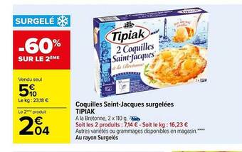 Carrefour Coquilles saint-jacques surgelées tipiak offre