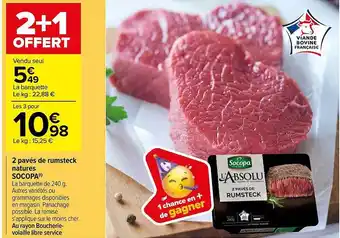 Carrefour 2 pavés de rumsteck natures socopa offre
