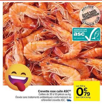 Carrefour Crevette rose cuite asc offre