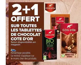 Carrefour Les tablettes de chocolat côte d'or offre