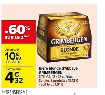 Carrefour Bière blonde d'abbaye grimbergen offre