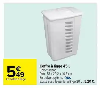 Carrefour Coffre à linge 45l offre